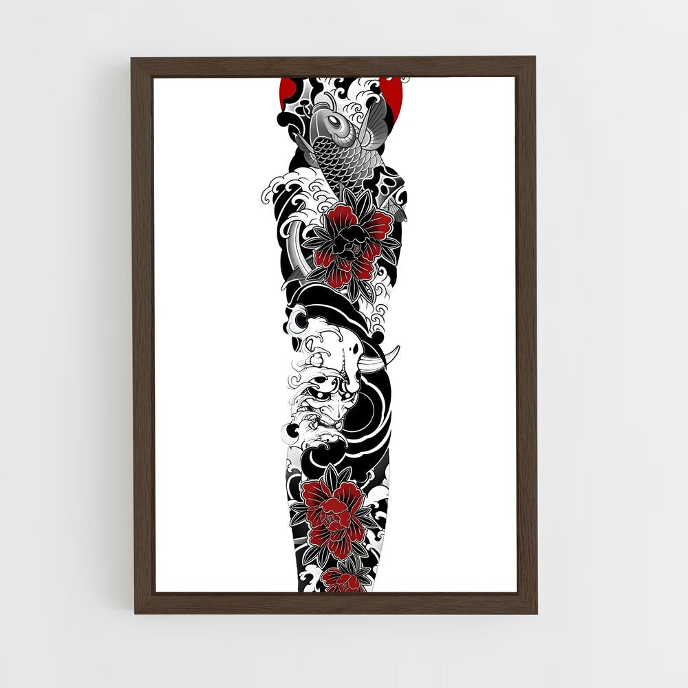 ap-yakuza symbols-3 cadre Bois foncé