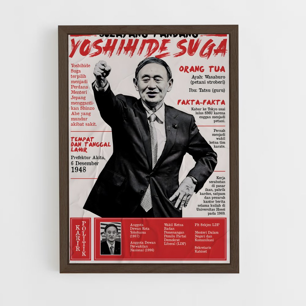 ap-yoshihide suga-1 cadre Bois foncé