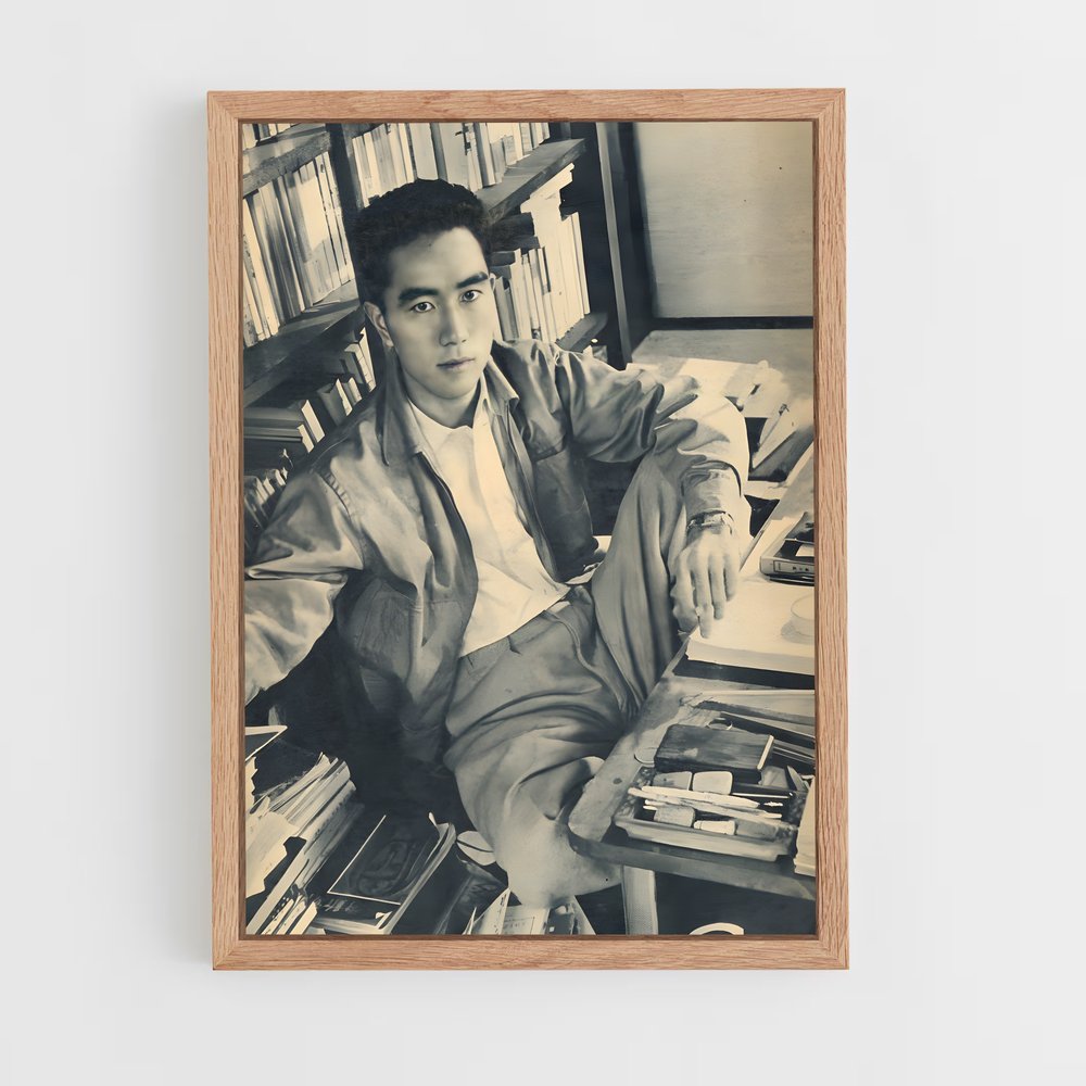 ap-yukio mishima-4 cadre Bois clair