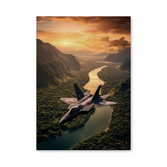 Fighter Plane Sun Poster