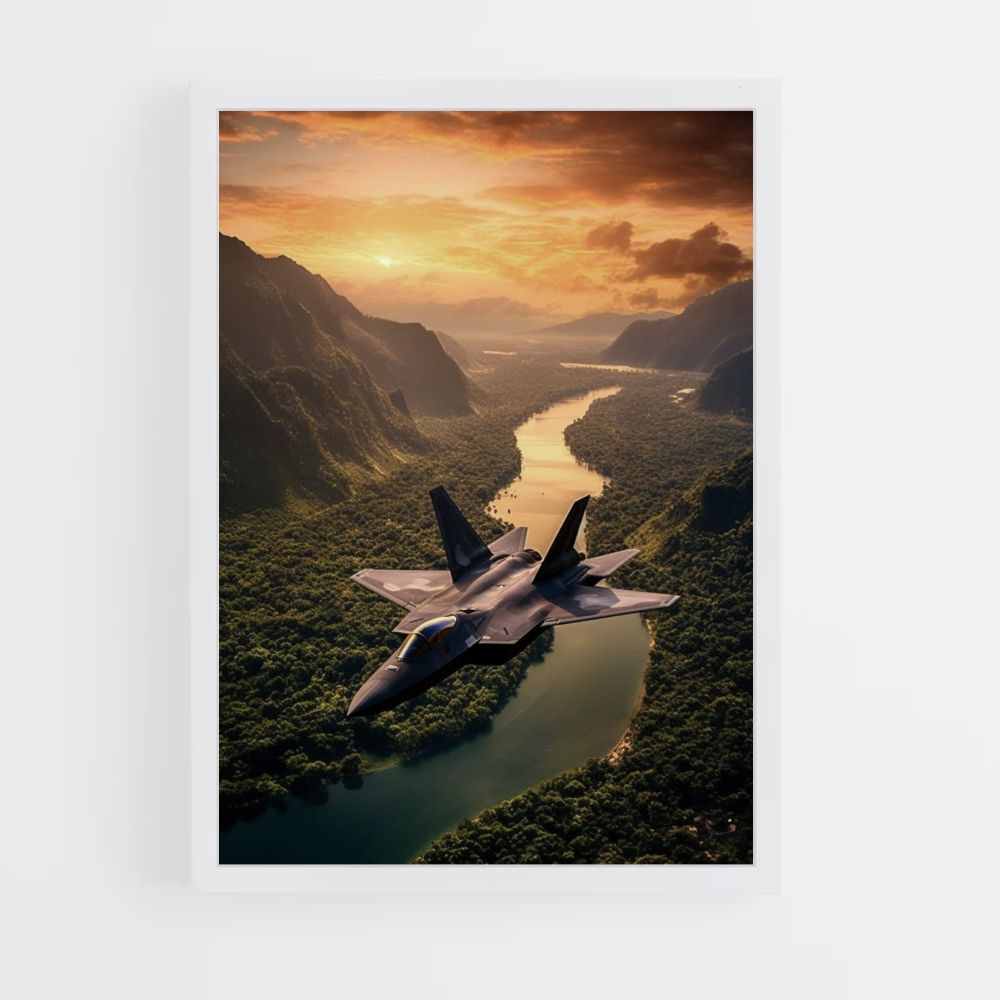 Fighter Plane Sun Poster