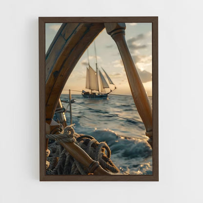 bateaux-2 cadre Bois foncé