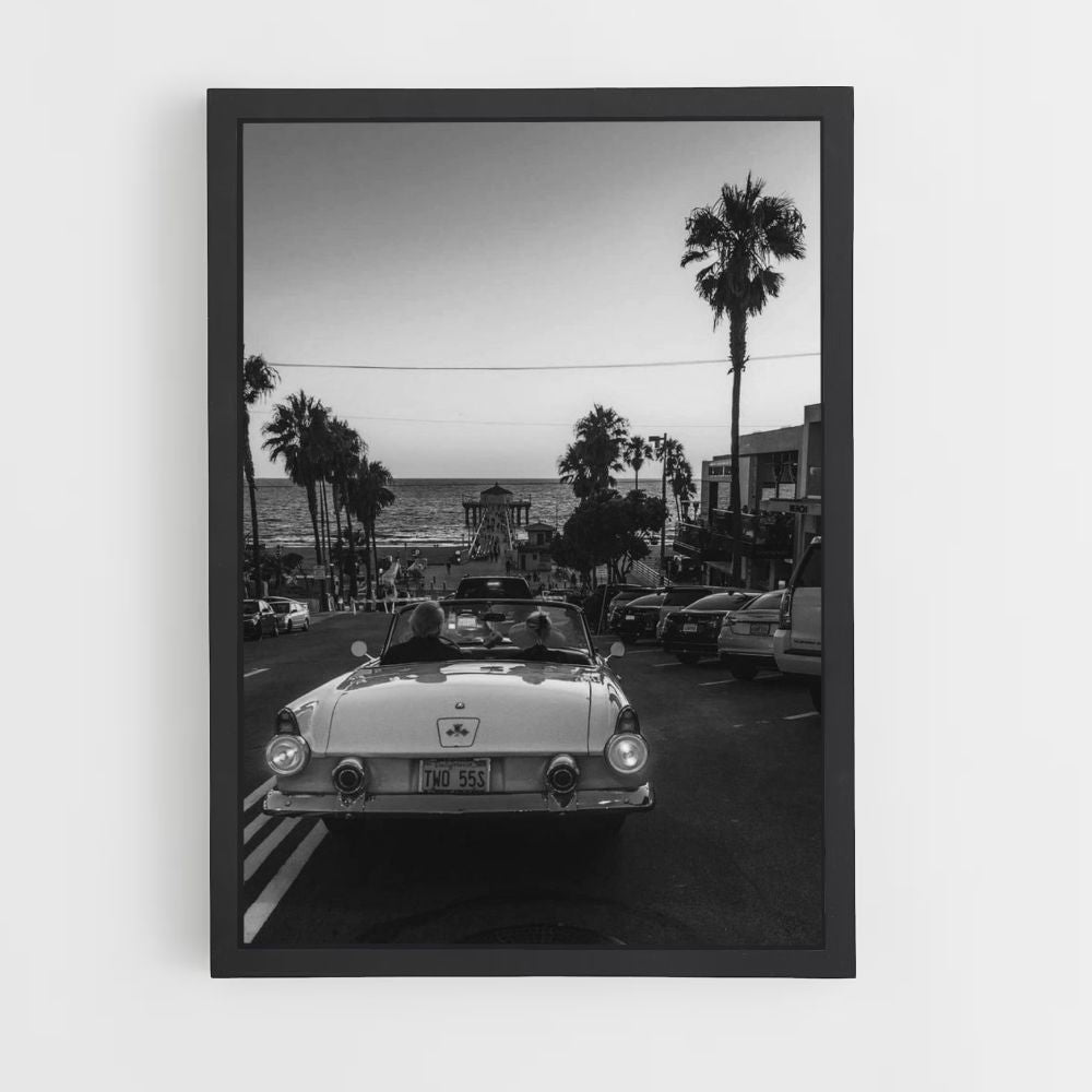 Black and White Beach Poster