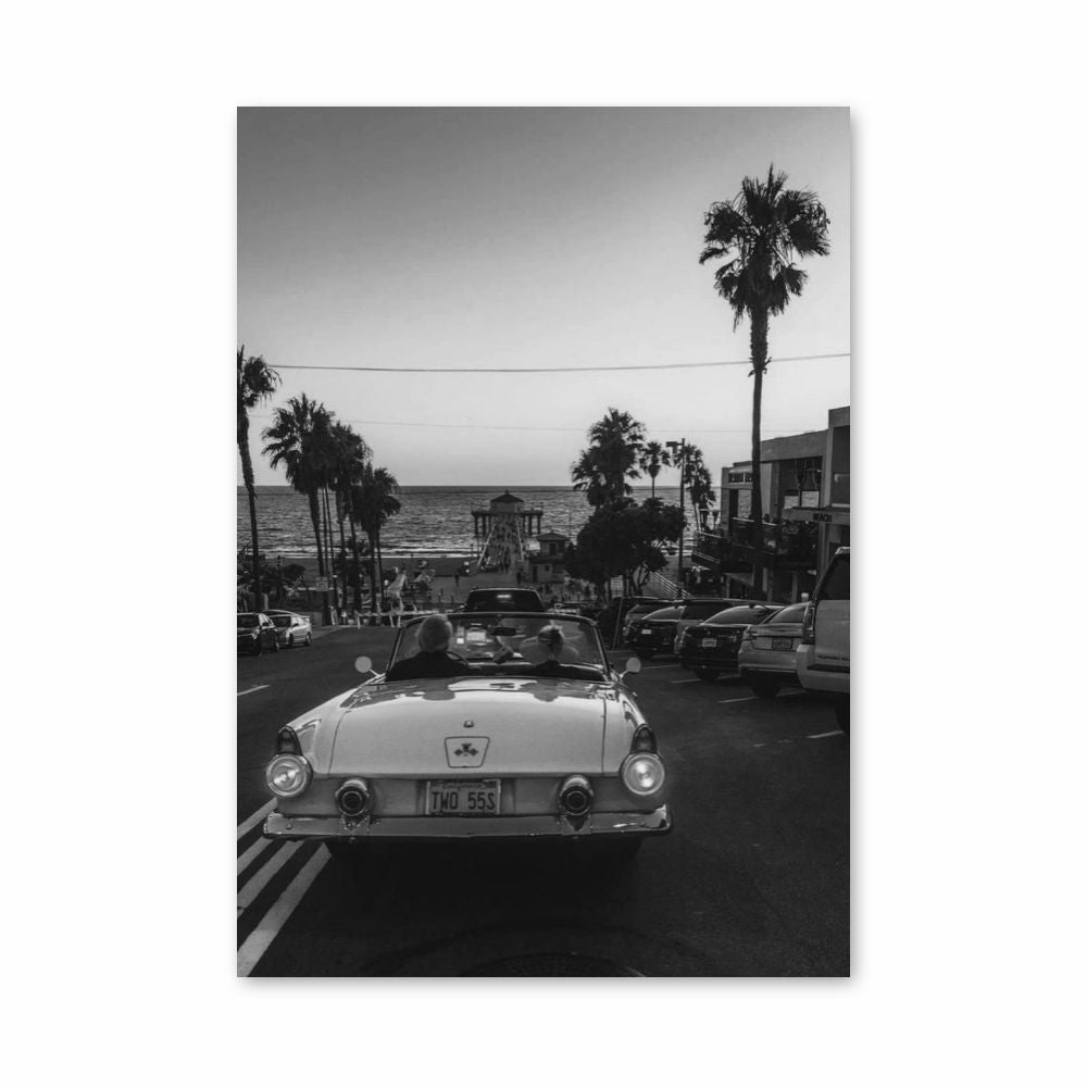 Black and White Beach Poster