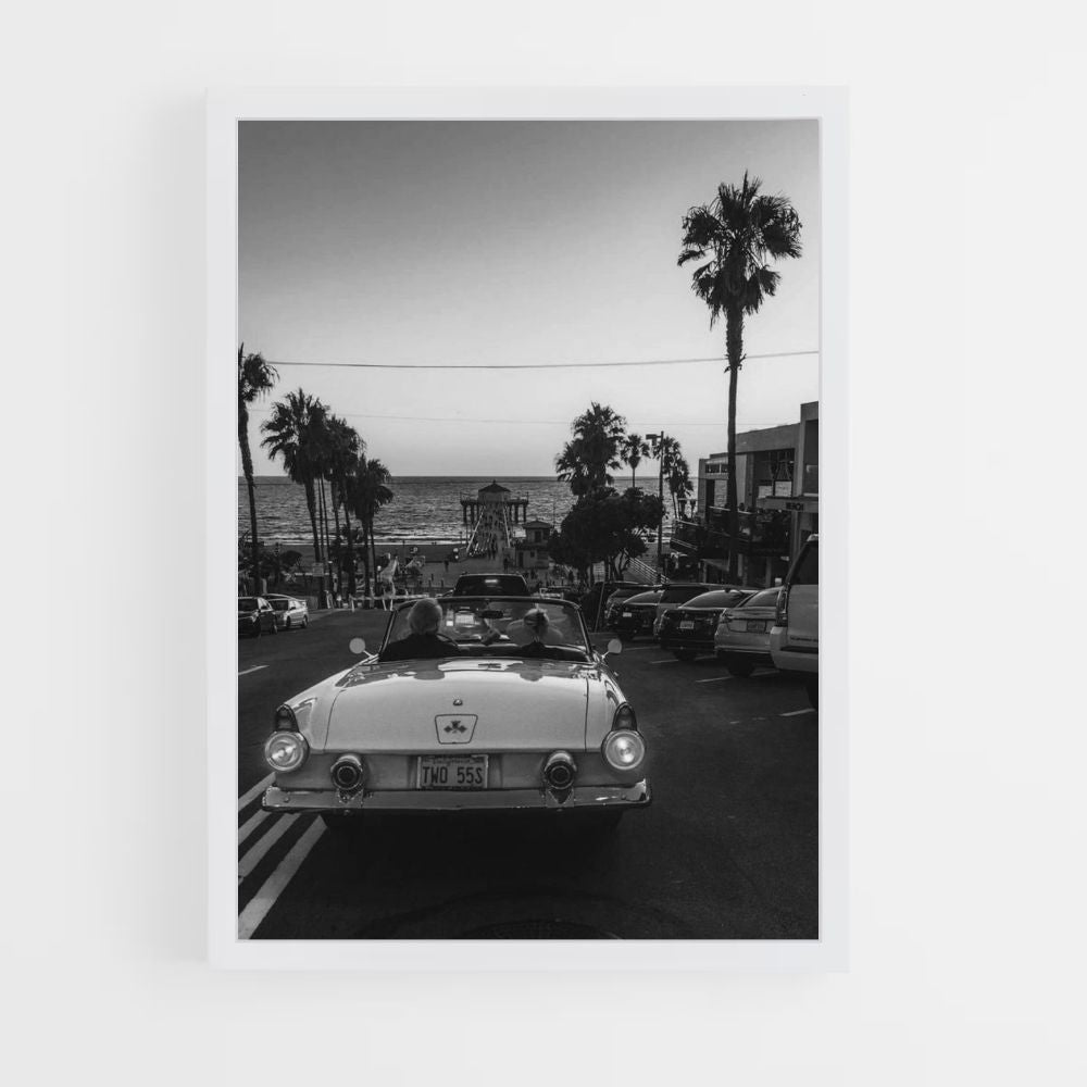 Black and White Beach Poster