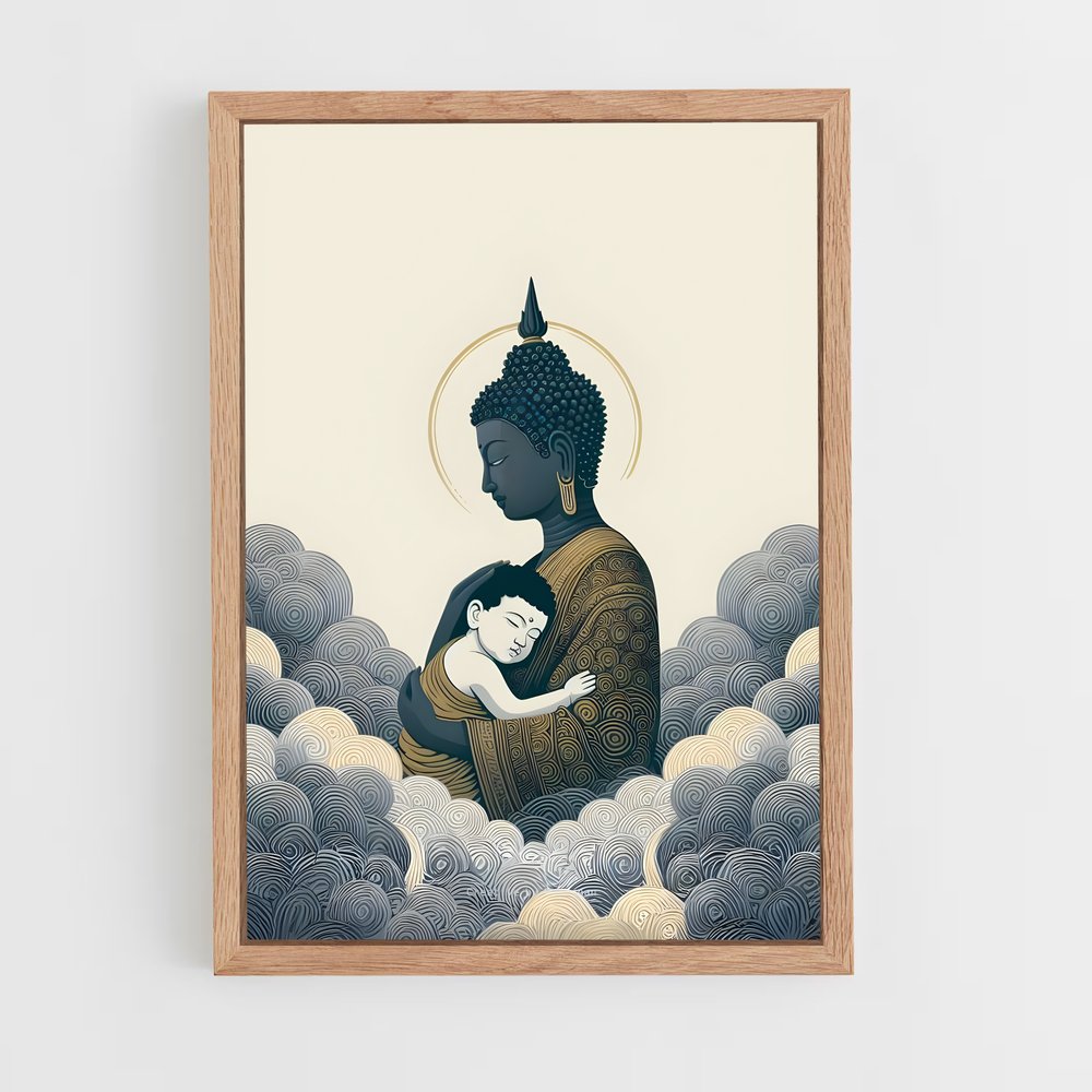 bouddha-2 cadre Bois clair