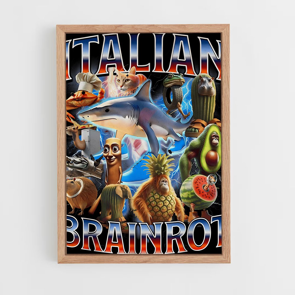 brainrot-4 cadre Bois clair