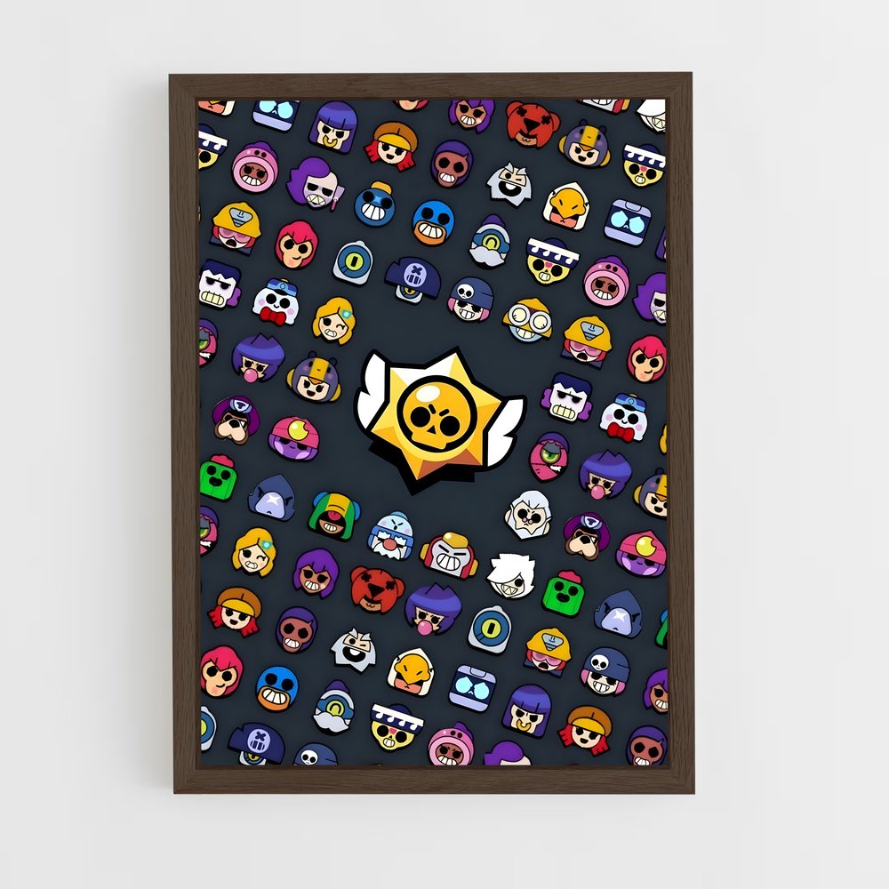 brawl-star-3 cadre Bois foncé