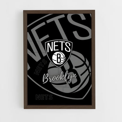 brooklyn-nets-18 cadre Bois foncé
