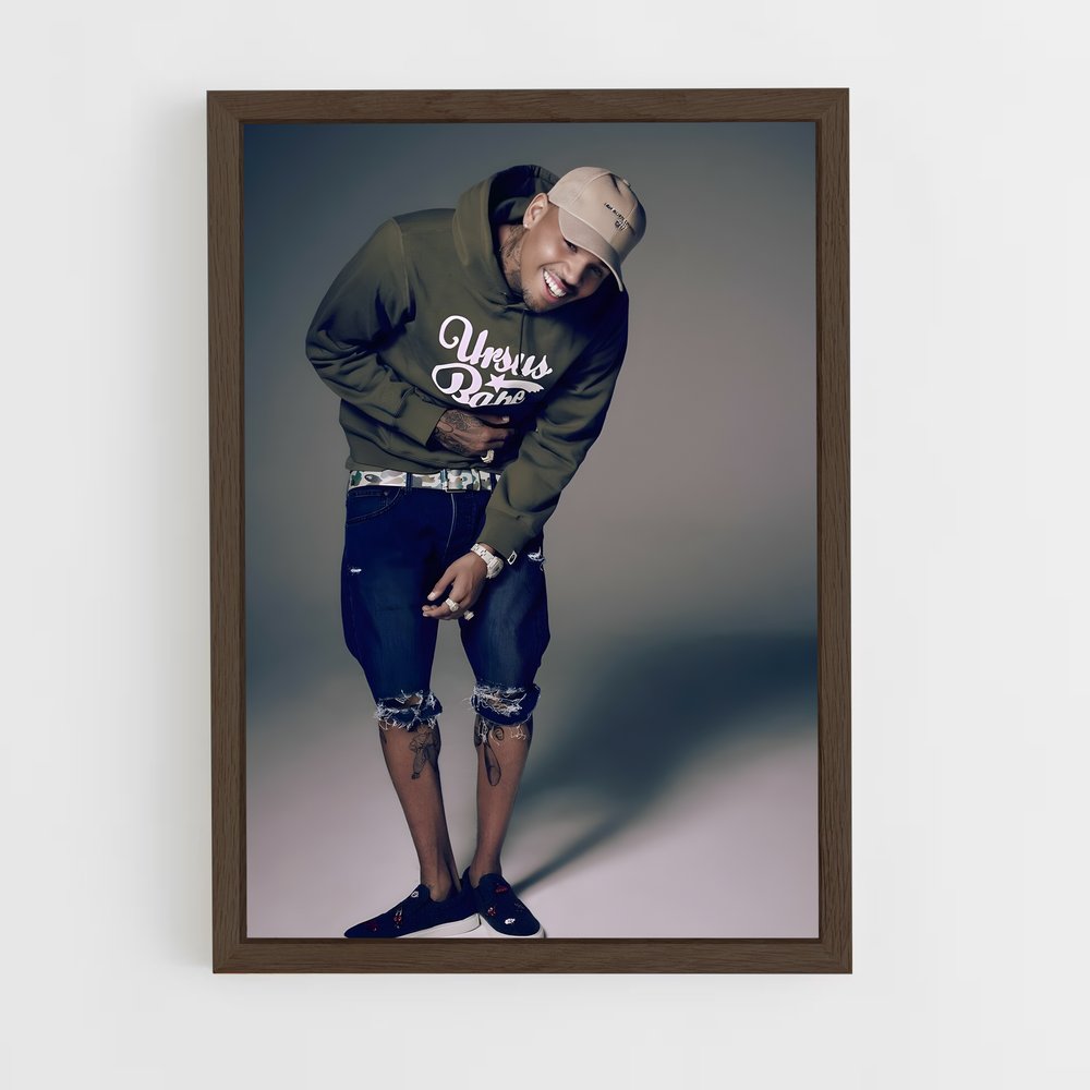 chris-brown-5 cadre Bois foncé