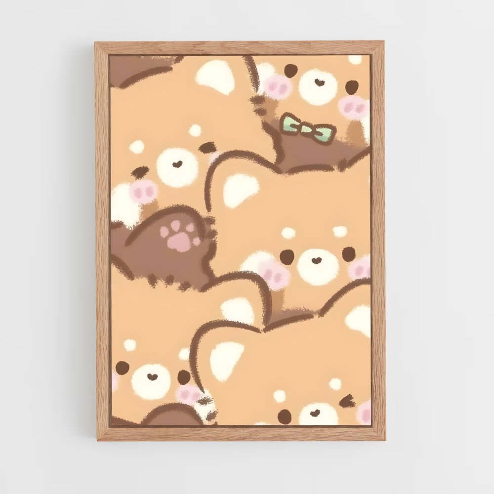 cute-animals-1 cadre Bois clair