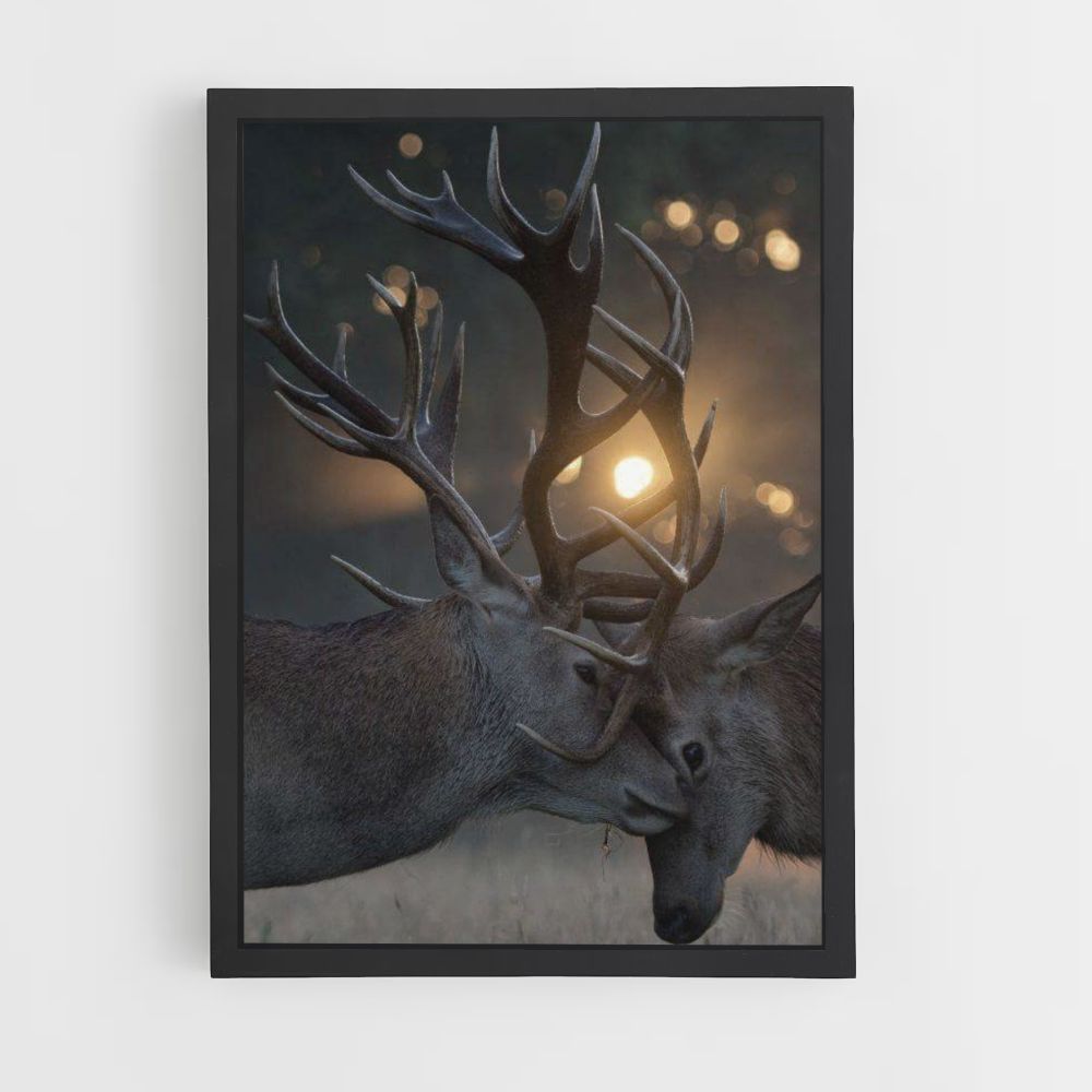 Deer Fighting Poster