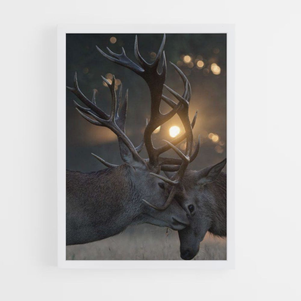 Deer Fighting Poster