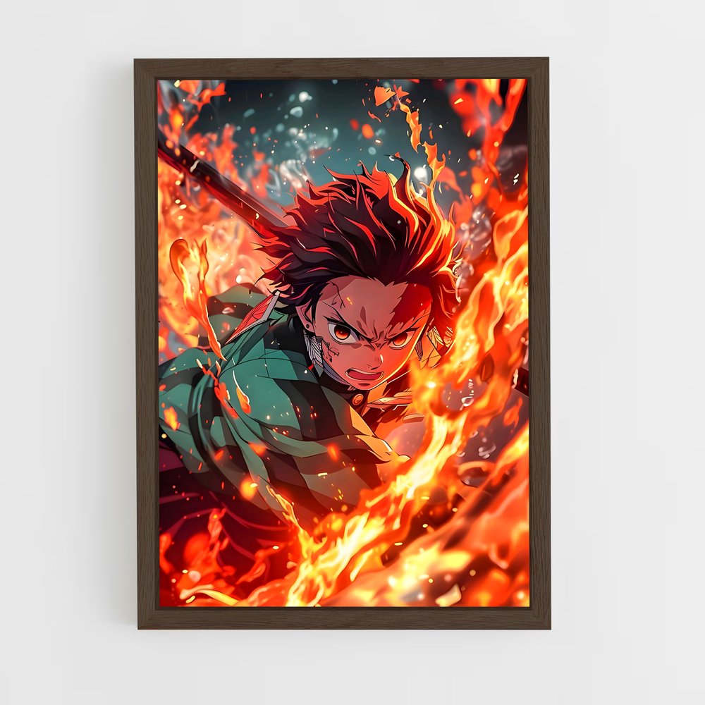 demon-slayer-13 cadre Bois foncé