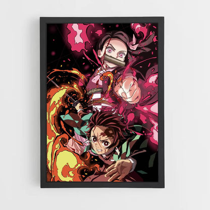 Poster Tanjiro Nezuko Attack