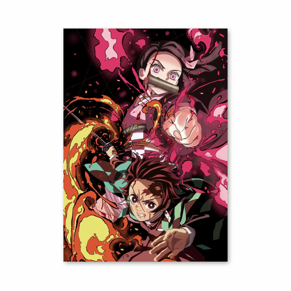 Poster Tanjiro Nezuko Attack