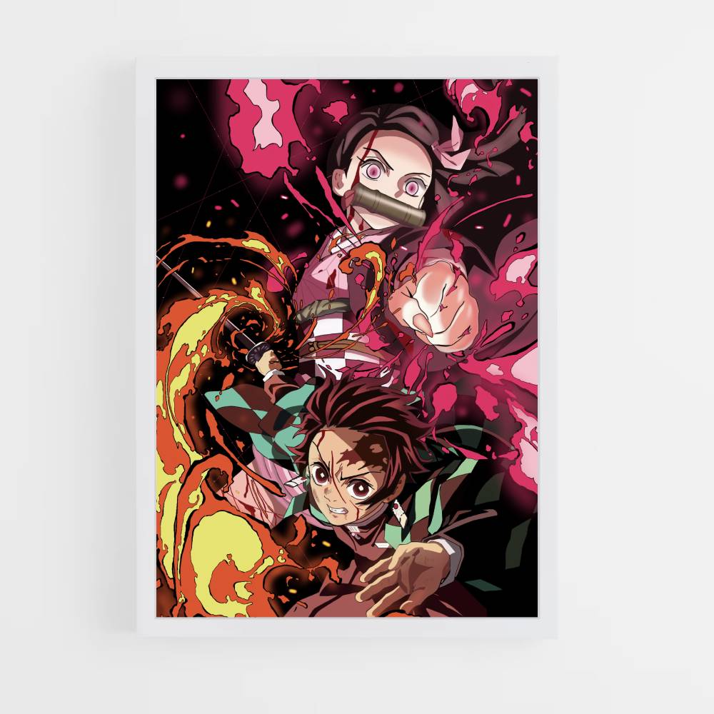 Poster Tanjiro Nezuko Attack