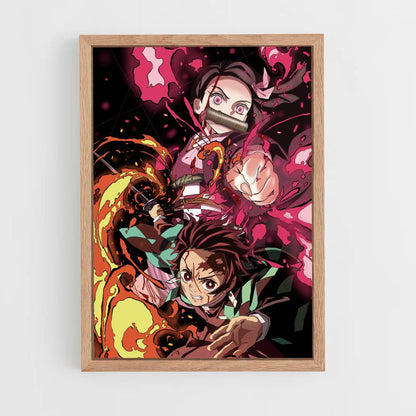 Poster Tanjiro Nezuko Attack