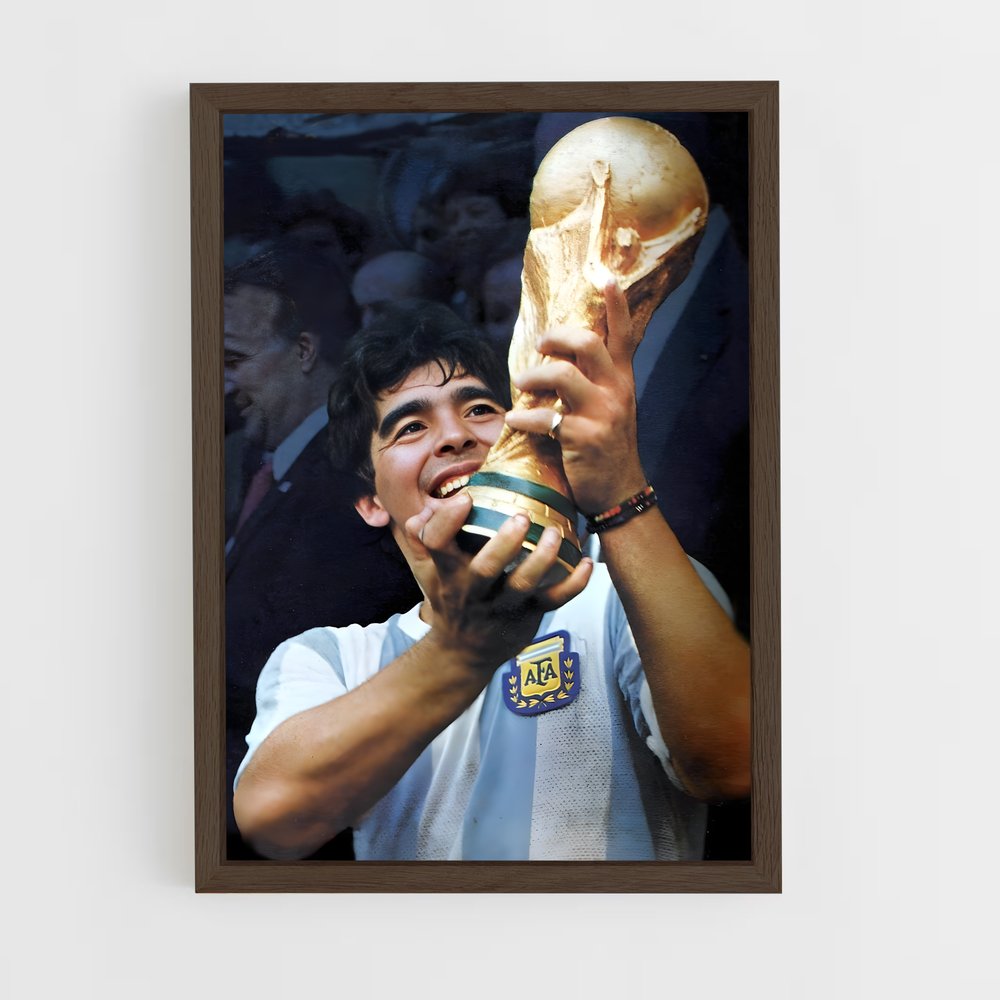 diego-maradona-3 cadre Bois foncé