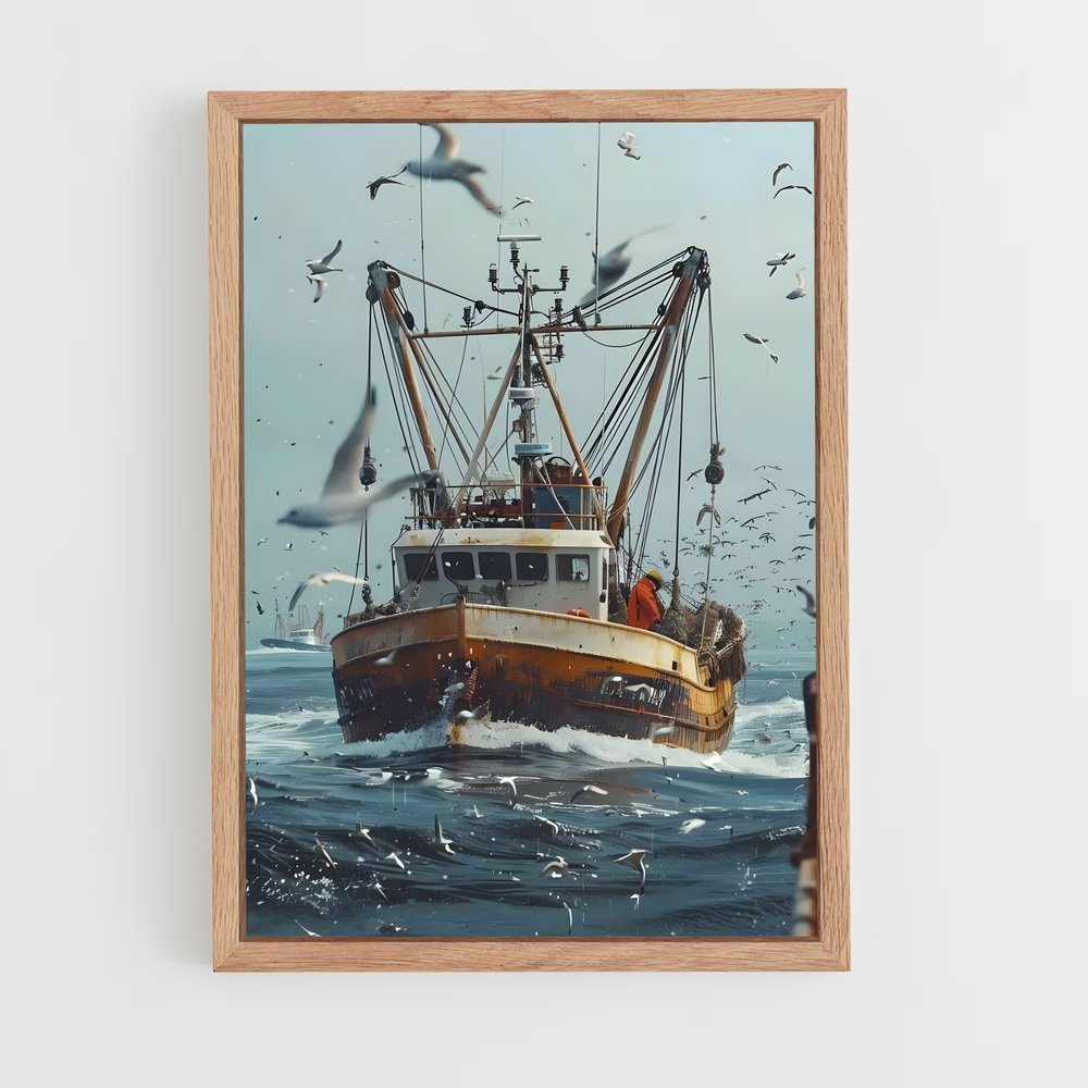 fishing-boat-10 cadre Bois clair