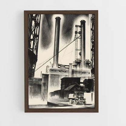 industrial-2 cadre Bois foncé