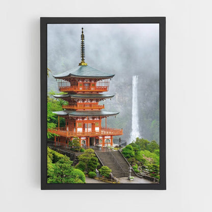 Poster Japan Temple Waterfall