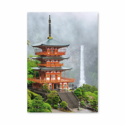 Poster Japan Temple Waterfall