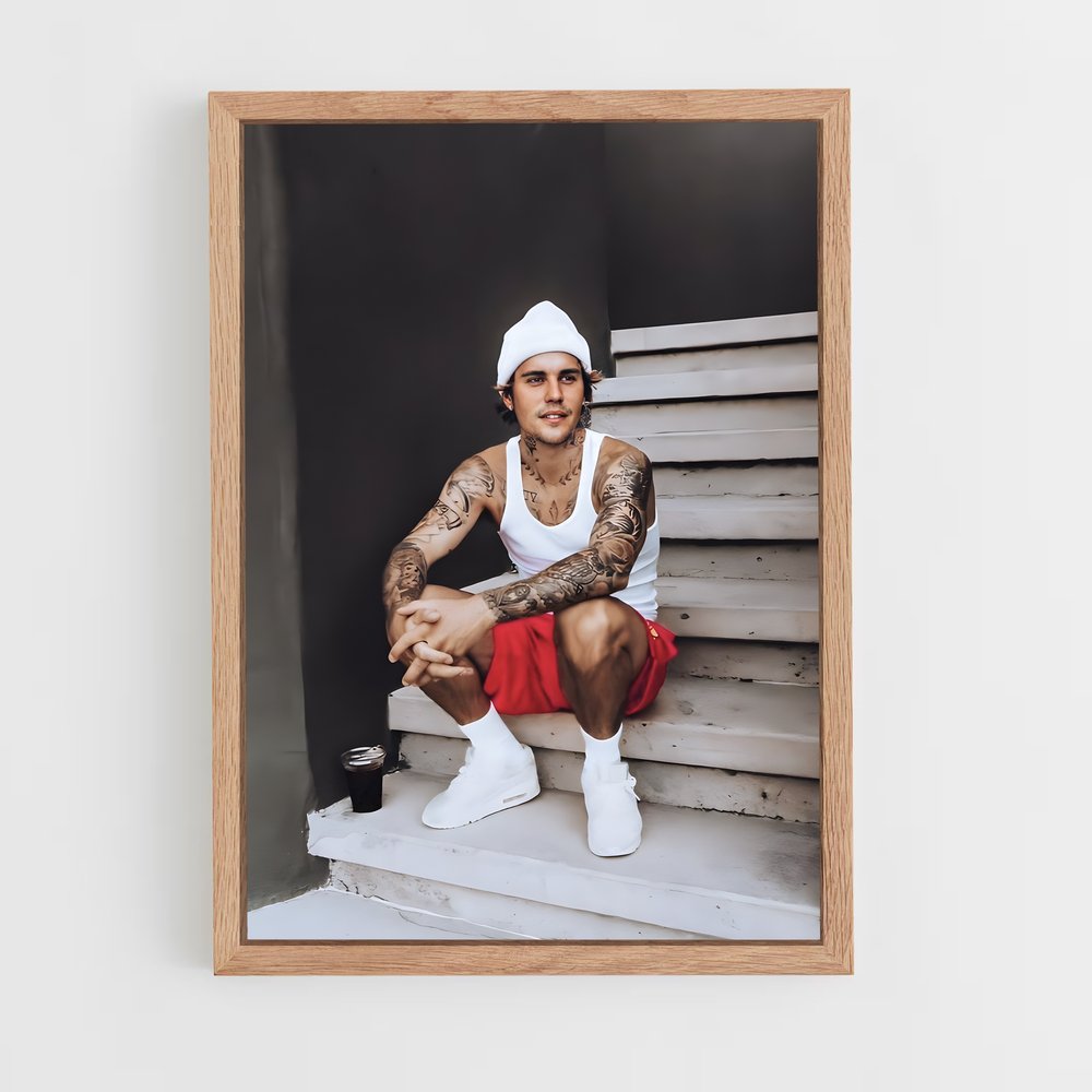 justin-bieber-6 cadre Bois clair