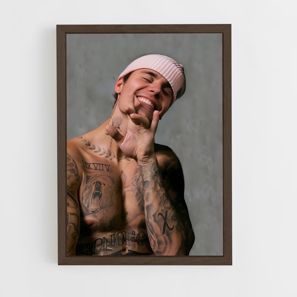 justin-bieber-7 cadre Bois foncé