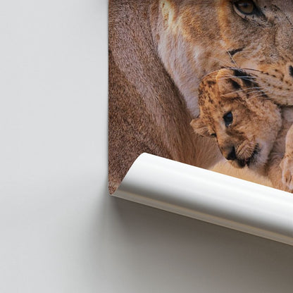 Lioness and Cub Poster