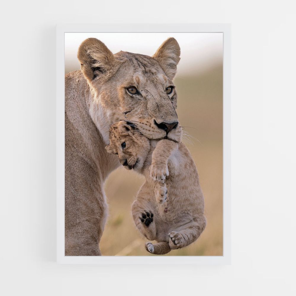 Lioness and Cub Poster