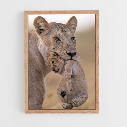 Lioness and Cub Poster