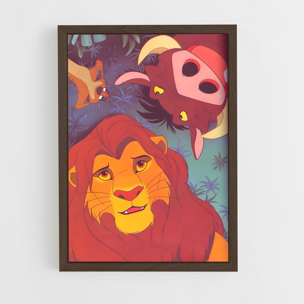 lion-king-9 cadre Bois foncé