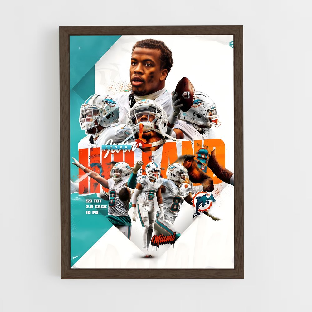 miami-dolphins-19 cadre Bois foncé