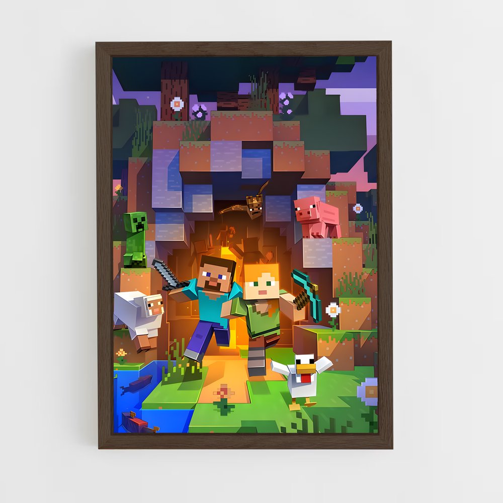 minecraft-1 cadre Bois foncé