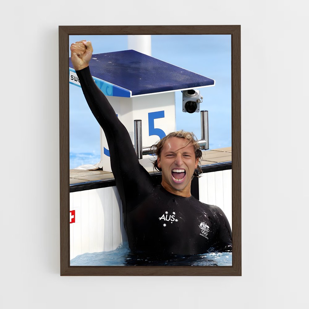 natation-11 cadre Bois foncé