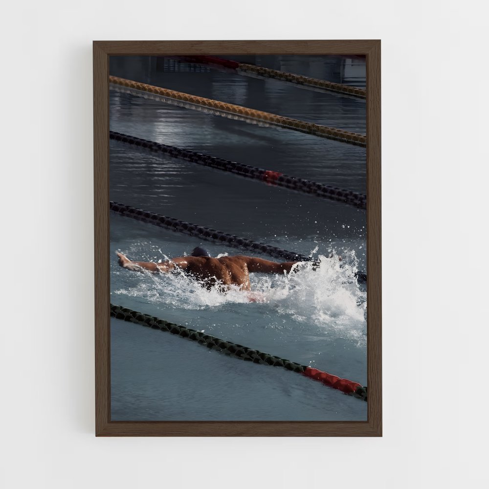 natation-6 cadre Bois foncé