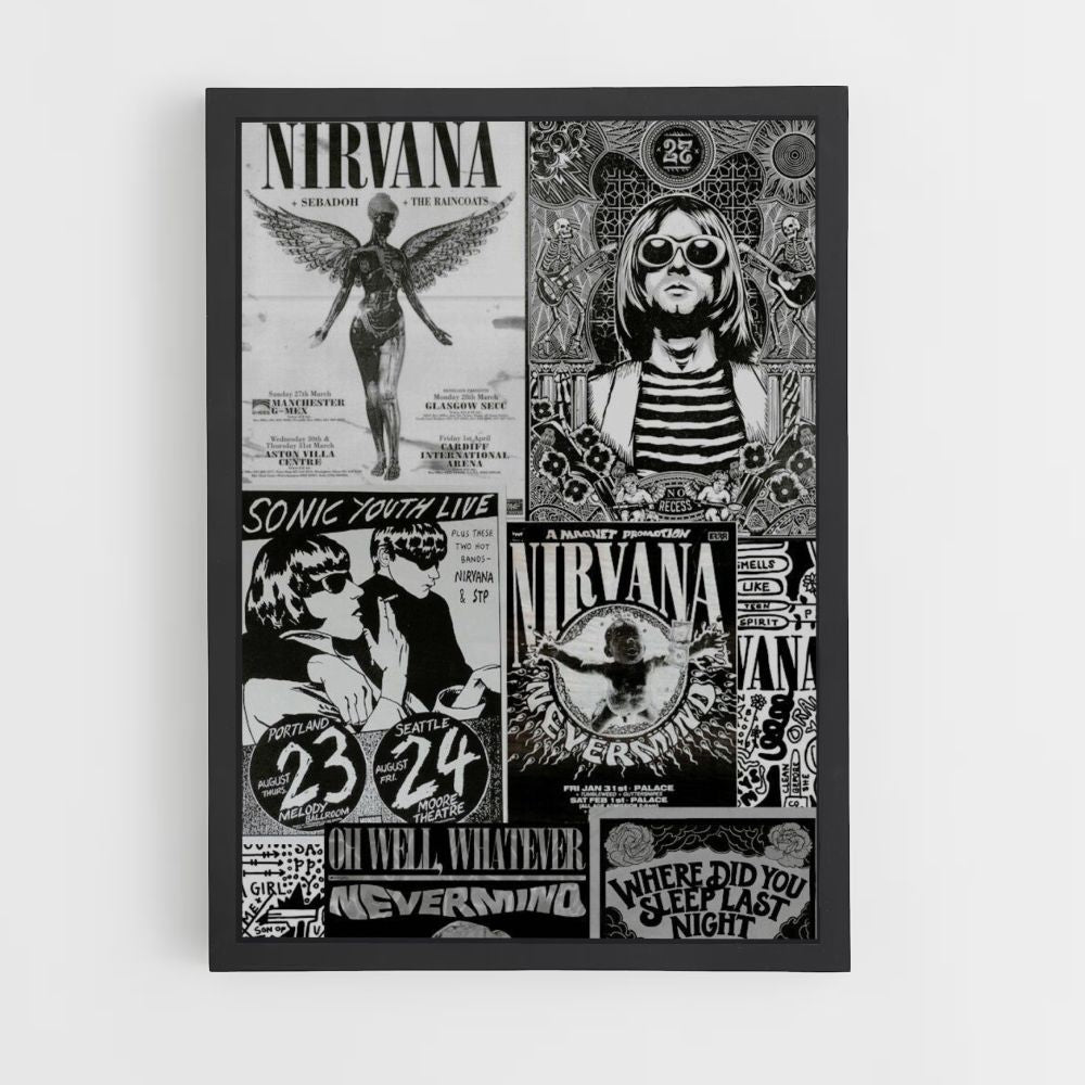 Nirvana Black and White Poster