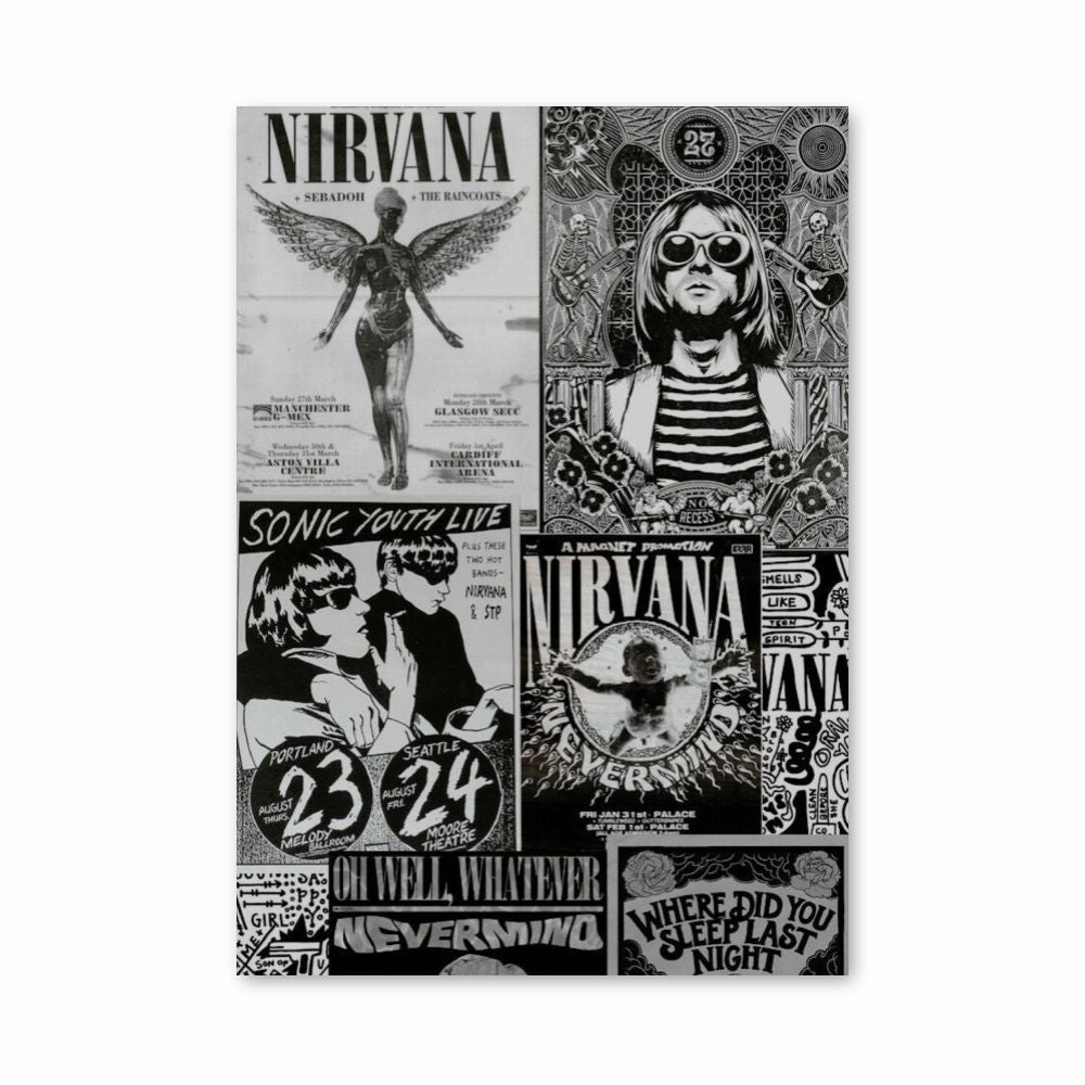 Nirvana Black and White Poster