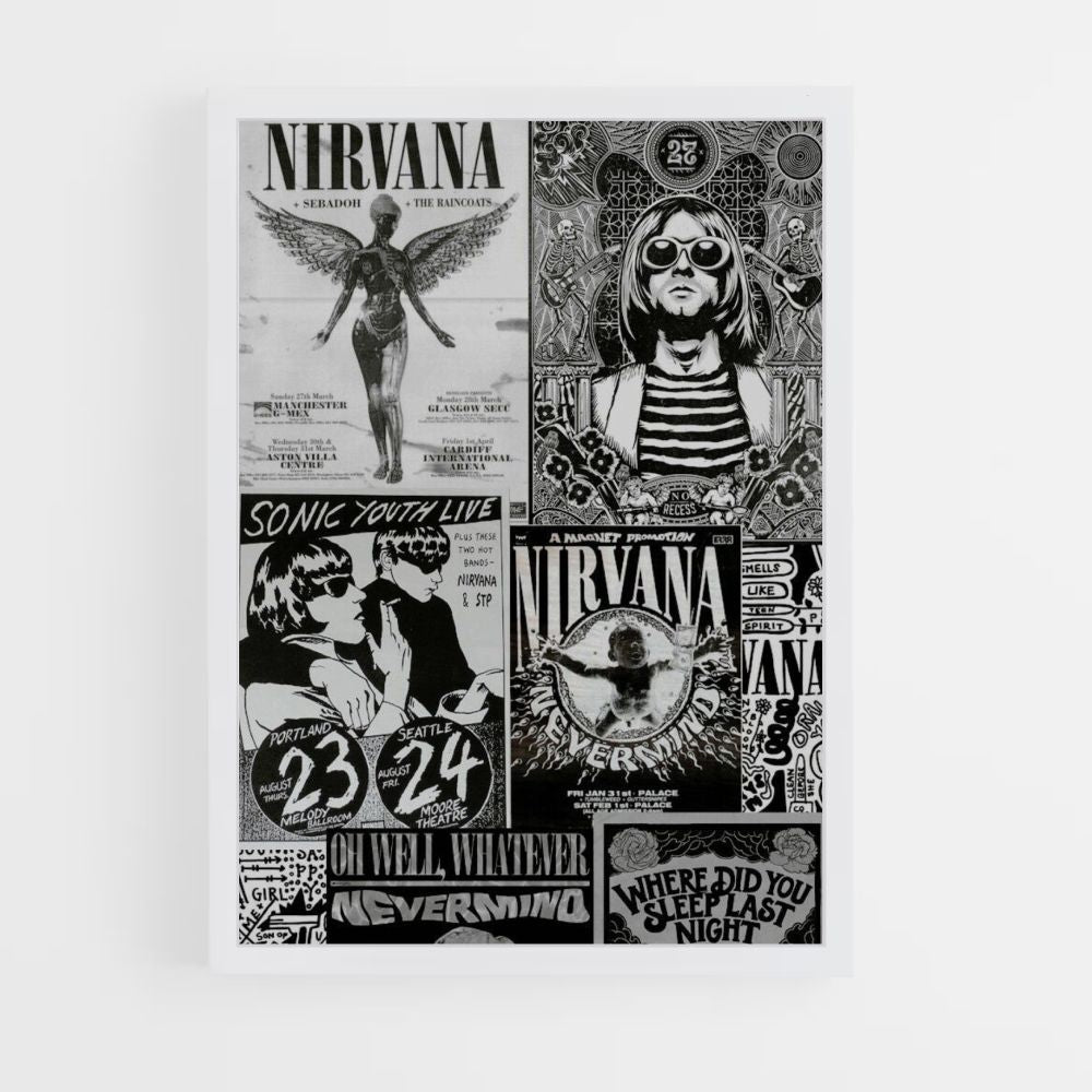 Nirvana Black and White Poster