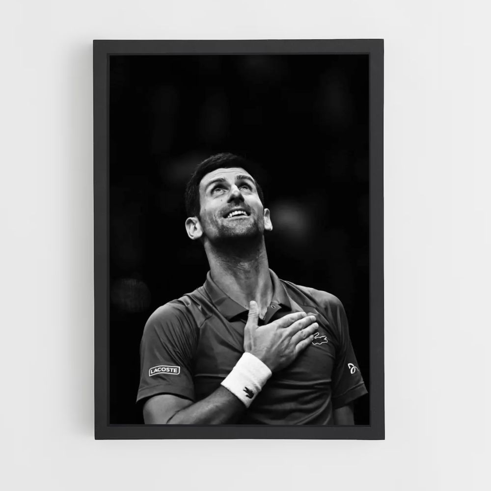 Djokovic Black and White Poster