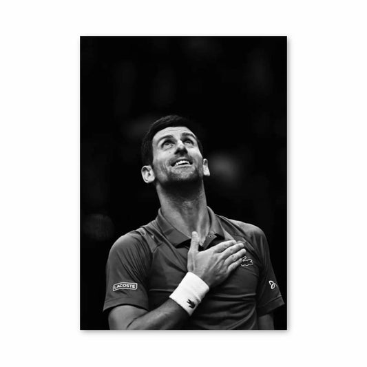 Djokovic Black and White Poster