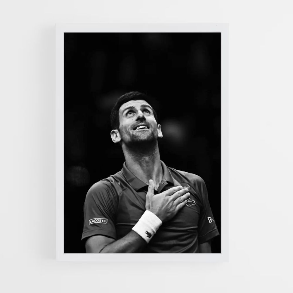 Djokovic Black and White Poster