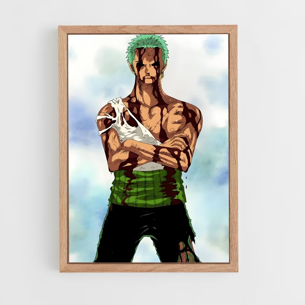 Poster Zoro vs Kuma - cadre Bois clair