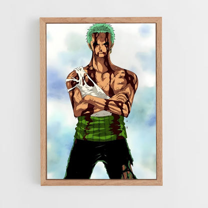 Poster Zoro vs Kuma - cadre Bois clair