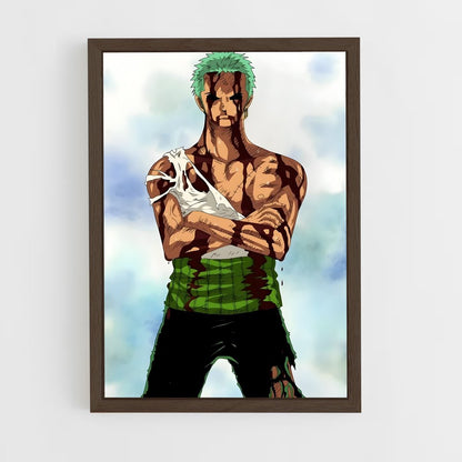 Poster Zoro vs Kuma - cadre Bois foncé
