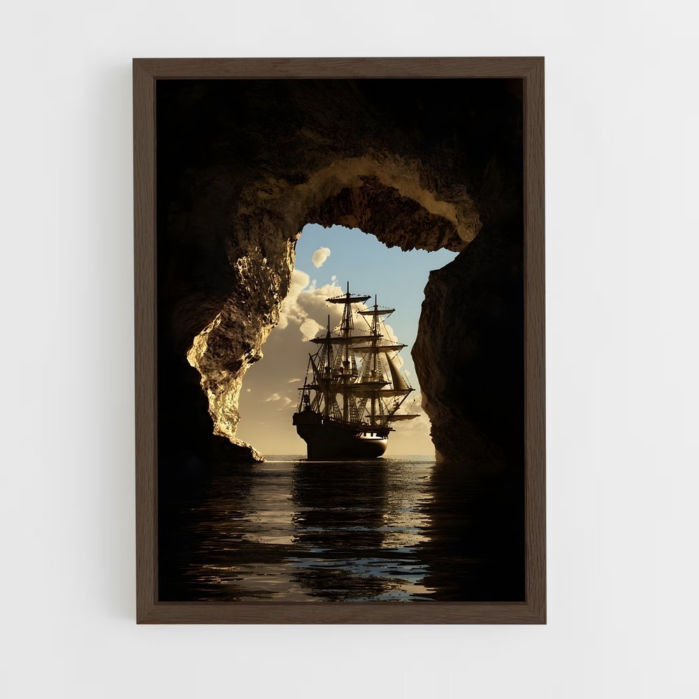 pirate-boat-15 cadre Bois foncé