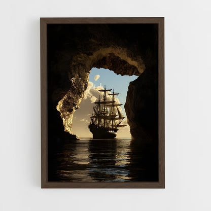 pirate-boat-15 cadre Bois foncé