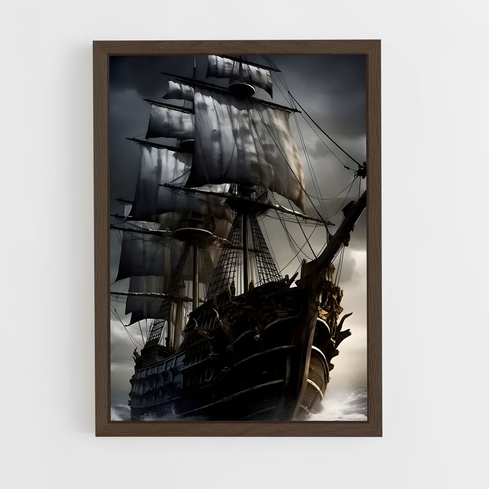 pirate-boat-3 cadre Bois foncé