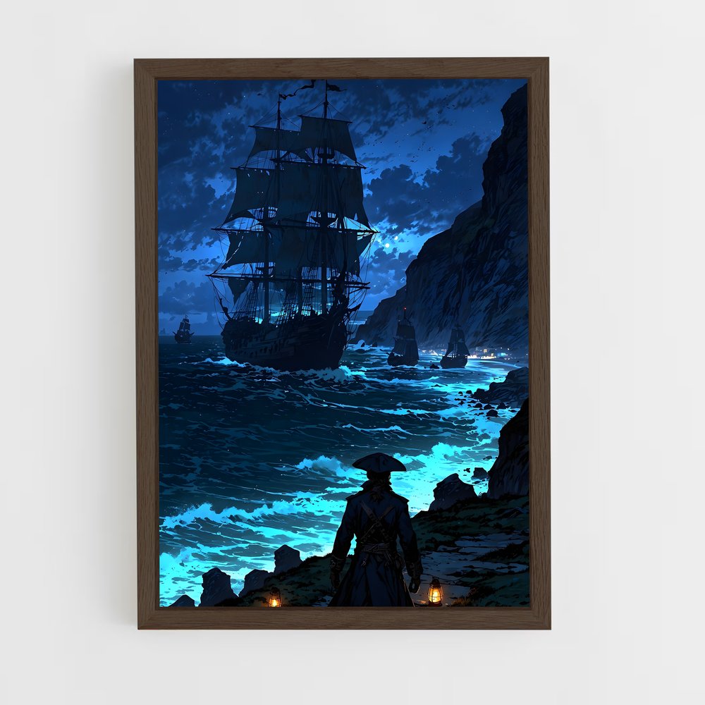 pirate-boat-9 cadre Bois foncé